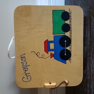 💖HP💖Handmade and painted wooden top for portable kid's activities and desk.